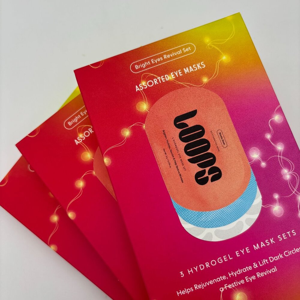 Loops Bright Eyes Revival Set 3 Pack Assorted Hydrogel Eye Masks (x3) NEW